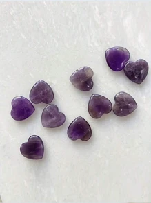1 pierre de soulagement de l'anxiété en forme de cœur en améthyste - câlin de poche inspirant avec des messages apaisants, parfait pour la famille, les amis et les collègues - parfait pour les anniversaires, les remerciements et les petits cadeils d'entreprise (sans carte)