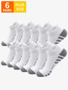 1/3/6 双男士袜子、运动袜、篮球袜、足球袜、隐形袜、白袜子、短袜、黑袜子、低帮袜、踝袜、双层防滑设计、吸湿排汗、柔软、适合商务、休闲、户外运动、学院风、四季日常穿着、隐形袜和短袜适合健身穿着