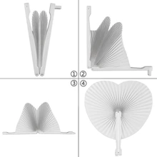 12/24/30/48/60pcs White Heart-Shaped Folding Paper Fans, Summer Paper Fans, White Bulk Collapsible Hand-Held Fans For Wedding Decor, Wedding Birthday Party DIY Gift, Best Gift For Birthday, Wedding Ceremony Decoration