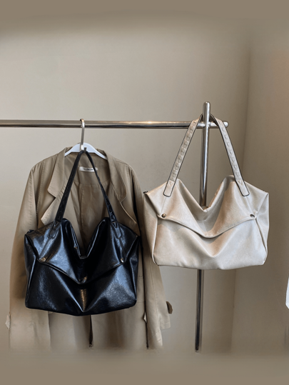 Sac fourre-tout minimaliste de couleur unie pour femmes, nouveau sac à main élégant de mode, grand sac à bandoulière de grande capacité pour toutes les saisons