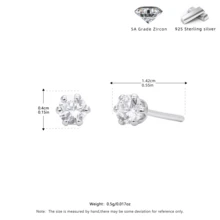 1 Pair Fashion Cubic Zirconia 925 Sterling Silver Stud Earrings, White Diamond Diameter 4/6/9mm, Gold/Silver Color, Elegant Luxurious Sparkling Earrings, Suitable For Women Daily Wear, Casual, Travel, Collection, Party, Gift With Beautiful Gift Box, Perfect For Valentine's Day, Mother's Day - Silver - View 8