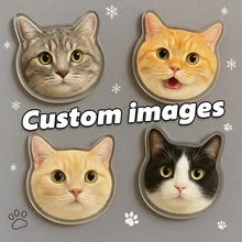 个性化亚克力冰箱贴，带宠物肖像，可爱猫狗卡通定制冰箱贴，创意亚克力磁性贴纸装饰，圣诞节礼物，感恩节礼物，情侣礼物，企业标志DIY - 5cm壓克力冰箱貼+磁片 - 查看 2