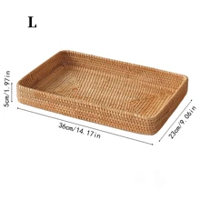 1pc Natural Handmade Rattan Dining Tray, Japanese Square Multipurpose Fruit Platter Storage Box, Suitable For Restaurant/Outdoor Picnic, Home Storage, Wedding Decor, Fruit Basket