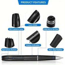 wiwacam 2 In 1 Pen Camera, 1080P HD Camera, Practical Mini Camera, Local Storage, Wireless Connection, APP Control, Video Audio Recording, Motion Detection, Has An Internal Battery Capacity Of 250 MAh, Mini Camera For Business, Meeting, Study - Black - View 3