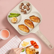 1Pc Non-Stick Egg Pan-3-Cup Breakfast Frying Pan,7.2inch Omelette Pans Compatible With All Stove Tops,3-In-1Divided Grill Pan With Heat-Resistant Handle, Kitchen Cooking Pans, White - 米色 - 查看 4