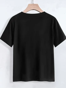 Camiseta con estampado gráfico, manga corta, cuello redondo, informal, para verano y primavera, ropa de mujer