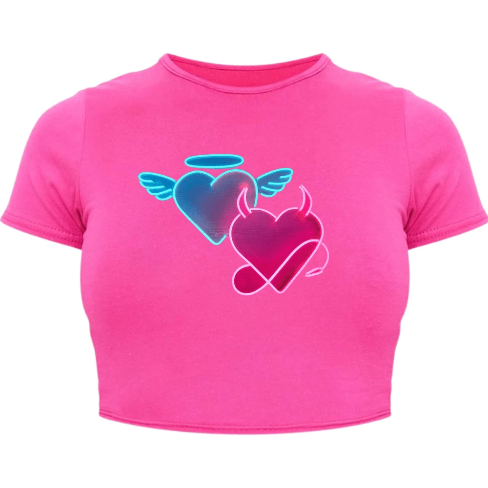 Women's Cropped Top With Heart Print