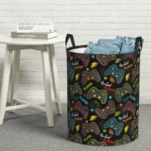 1PC Gamer Room Decor Game Controller Gaming Art Foldable Storage Basket Game Laundry Basket Waterproof Laundry Hamper Dirty Clothes Organizer Bag Gift Bin For Living Room Room Bedroom Bathroom