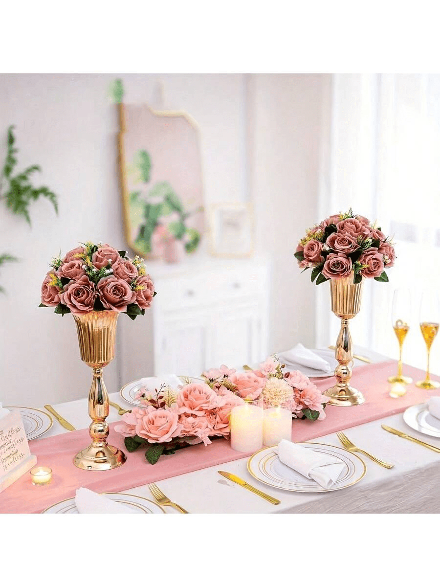 Vases dorés pour la décoration de table centrale - Supports de fleurs en métal pour table, décorations de mariage, anniversaires, mariages, cérémonies d'anniversaire, décorations pour la maison, décoration de pièce, vase à fleurs, vase en verre
