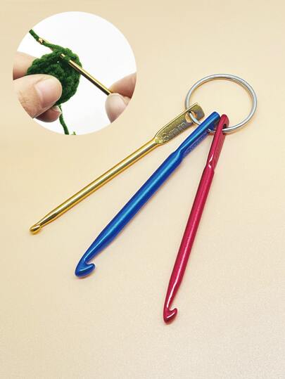 Mini ganchos de ganchillo con llavero y gancho giratorio (3mm, 4mm, 5mm) Agujas de tejer de aluminio, adecuadas para manualidades con hilo y costura, excelentes para profesionales o principiantes, portátiles y convenientes para entusiastas del ganchillo que viajan