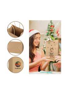 25 szt. brązowych torebek papierowych na zakupy z papieru pakowego – 100% na wynos, odpowiednie do firm, sklepów detalicznych, sklepów spożywczych, butików, paczek, opakowań i kuchni domowej - Brązowy - Zobacz 4