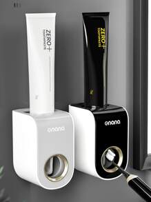 1 pieza Dispensador de pasta de dientes montado en la pared, soporte de pasta de dientes de apretón sin manos, organizador de accesorios de baño