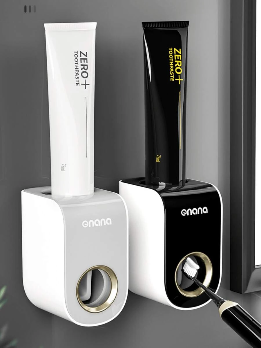 1 pieza Dispensador de pasta de dientes montado en la pared, soporte de pasta de dientes de apretón sin manos, organizador de accesorios de baño