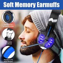 DATA FROG Gaming-Headset mit tiefen Bässen, Stereo-Spielekopfhörer mit Mikrofon und LED-Licht für PlayStation 4, Handy, Laptop, PC-Spieler