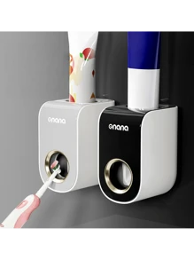 1 pieza Dispensador de pasta de dientes montado en la pared, soporte de pasta de dientes de apretón sin manos, organizador de accesorios de baño