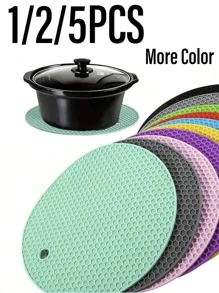 1/2/5 件硅胶蜂窝垫、防滑垫、隔热垫、桌毯、多功能圆形耐热硅胶保温毯、杯架、热锅架、厨房和食品配件、野餐毯。 - 彩色 - 查看 3