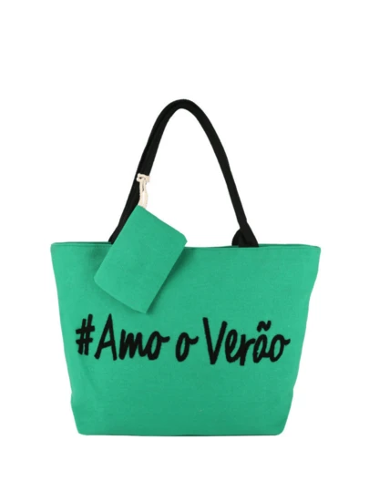 Bolsa Praia Piscina Modelo Sacola Tecido  Feminina Amo o Verão / Summer Time