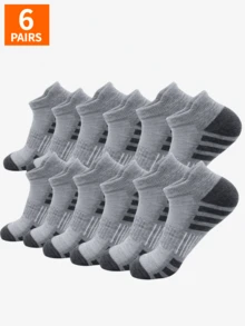1/3/6 双男士袜子、运动袜、篮球袜、足球袜、隐形袜、白袜子、短袜、黑袜子、低帮袜、踝袜、双层防滑设计、吸湿排汗、柔软、适合商务、休闲、户外运动、学院风、四季日常穿着、隐形袜和短袜适合健身穿着