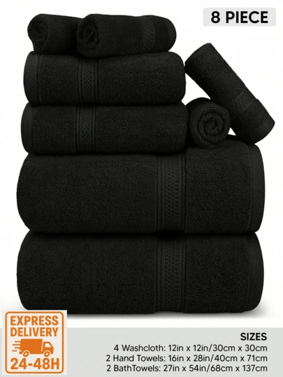Utopia Towels 8‑Piece Luxury Towel Set [EXPRESS DELIVERY] – 2 Bath Towels, 2 Hand Towels & 4 Face Cloths (500 GSM Ring‑Spun Cotton) – Ultra‑Soft, Highly Absorbent Bath Sheet Collection For Home, Spa, Hotel, Gym & Beach – Premium Double‑Stitched Hem Design Prevents Fraying – Breathable, Quick‑Dry Fibre For Daily Use & Travel – Hypoallergenic, Fade‑Resistant & Lint‑Free Towels Engineered For Spa‑Style Comfort – Machine‑Washable At 40 °C, Tumble‑Dry Low Or Line‑Dry For Effortless Care – Ideal Guest Room Essentials & Thoughtful Housewarming Or Wedding Gift