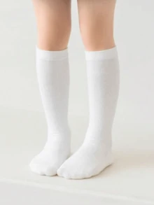 10雙女童膝高襪 3-16歲 幼兒兒童校服襪 純白色素色高筒長襪 - 彩色 - 查看 3