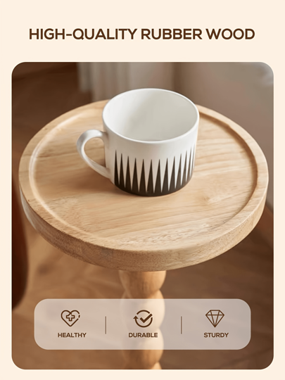 Cirelle New Moderne Round Wooden Side Tafel Versatile Mini Various Spaces, Movable Furniture, Solid Wood Legs, Applicable Living Room, Bedroom, Corner, Office, Bar Counter, Home s, Coffee Corner Bureau (Natural Material) view 14