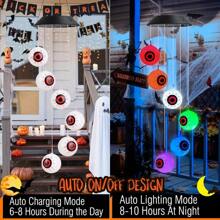 1 Stück Solar betriebenes Ahornblatt Windspiel mit farbwechselnder Nachtbeleuchtung - Gruseliges Glühauge Atmosphäre Solar Halloween Windspiel, ideal für Außenbereich, Schlafzimmer, Terrasse und Gartendekoration - Perfekte Halloween Außendekoration, Weihnachts-Außendekoration, Halloween Dekoration, Licht Heimdekoration, Party Dekoration, Halloween Dekoration, Raumdekoration, Halloween Gartendekoration als Geschenk, Fairy
