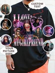 Customized Personalized Men's Clothing, Valentine's Day Gifts, Custom Face, Add Your Own Text And Imagery (Family Photos/Selfies/Pet Photos/Friend Photos) To Design Your Personalized Printed T-Shirt, Ideal Gifts For Her Family, Friends, Est Friend Gifts, Custom Your Own Bootleg Tee, Vintage Graphic 90s T Shirt, Retro Custom Bootleg Rap Tee, Custom Bootleg, Custom Your Photo, Chic, Guy Costumes, Capsule Wardrobe, Men Basic/Street Style, For Birthdays, For Vacation/Holiday, For School/Competition, For Sports/Climbing, Men Active Tops,Urban Gala - Black - View 1