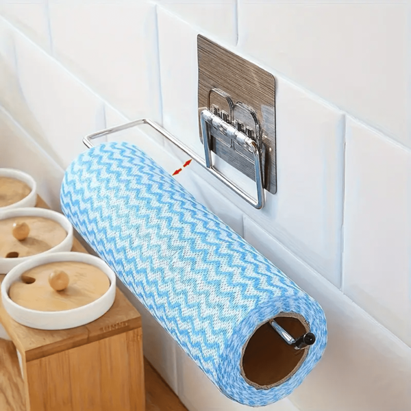 Kit 4 Peças Porta Papel Toalha e Suporte de Filme de Alumínio para Parede de Cozinha