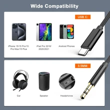 USB-C To Aux Cable,Type-C To 3.5mm Male Headphone Audio Jack Cable/Aux Jack Cable/3.5mm Headphone Car Stereo Cable,Compatible With Other USB C To 3.5mm Auxiliary Cables,Compatible With Most Type C Mobile Phones,Compatible With Samsung Pixel 4 3 2 XL,Galaxy IPad Air 5th 10.9 Inch,IMac Air