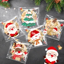 100/200/300 piezas Bolsas para aperitivos de fiesta de Navidad, bolsas autosellantes para galletas y dulces con gráficos de dibujos animados navideños, adecuadas para recuerdos de fiesta de Navidad, embalaje de regalos y almacenamiento de regalos navideños, decoraciones navideñas, pijamas navideños, regalos navideños, decoración navideña