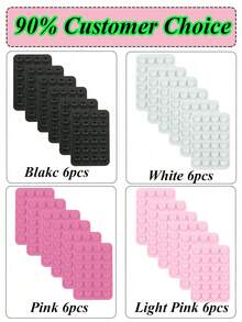 20/10/5/3/1pcs Silicone Suction Cup Phone Holder, Waterproof Adhesive Base, Suitable For IPhone And Android Phones, Multi-Functional Grip Stand, Black/White/Purple/Orange; 2pcs Black And Pink/White, Suitable For IPhone And Android Phones, Birthday Gift, Phone Holder For Family And Friends, Phone Accessories, Octobuddy, Affordable - One Size - View 4