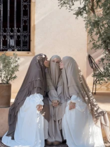 1pc Women's Elegant Khimar Hijab, Front Double Layer Design, Back 3-Layer Design, Fashionable & Graceful, Suitable For Women's Daily Prayer Wear, All Season, Can Be Paired With Any Abaya - Multicolor - View 1