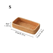 1pc Natural Handmade Rattan Dining Tray, Japanese Square Multipurpose Fruit Platter Storage Box, Suitable For Restaurant/Outdoor Picnic, Home Storage, Wedding Decor, Fruit Basket