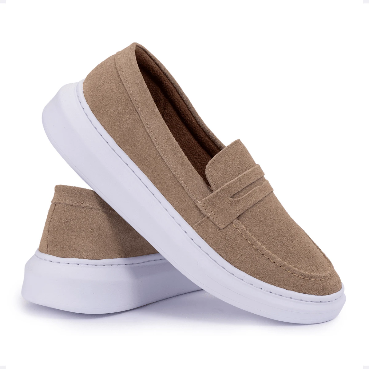 Men's Casual Loafer Shoes Lightweight And Soft In Modern Suede - Beige - View 1