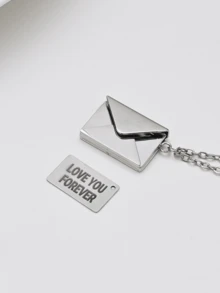 1pc Customizable Necklace,Custom Fashion Necklace,Personalized Envelope Locket Necklace With Customized Name/Message And Family/Pet/Couple Photo, Suitable For Birthday/Valentine/Anniversary,New Year Glamour - Laser-envelope Necklace - View 9