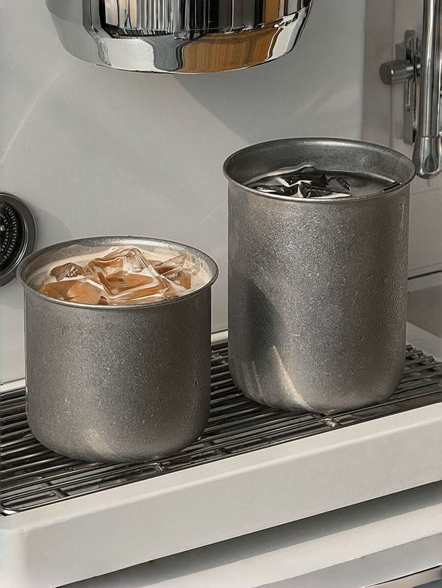 1 件复古不锈钢杯，工业风格水杯，果汁或冰饮料杯，哑光不锈钢咖啡杯 - 銀色 - 查看 1