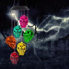 1 Stück Solar betriebenes Ahornblatt Windspiel mit farbwechselnder Nachtbeleuchtung - Gruseliges Glühauge Atmosphäre Solar Halloween Windspiel, ideal für Außenbereich, Schlafzimmer, Terrasse und Gartendekoration - Perfekte Halloween Außendekoration, Weihnachts-Außendekoration, Halloween Dekoration, Licht Heimdekoration, Party Dekoration, Halloween Dekoration, Raumdekoration, Halloween Gartendekoration als Geschenk, Fairy