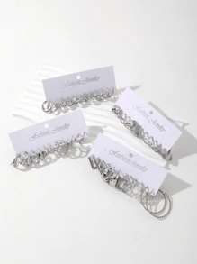 50/48/12pcs Fashion Faux Pearl Earring Set For Women, Classic Square And C-Shaped Jewelry, Suitable For Daily, Dating, Party, Mother's Day Gift