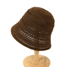 1 件女士夏季时尚镂空编织渔夫帽，户外轻便宽边针织太阳帽，休闲百搭 - MZ3064 - 查看 16