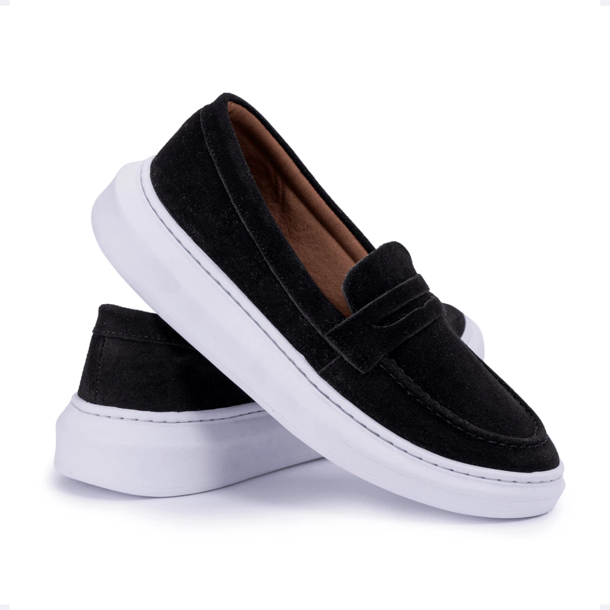 Men's Casual Loafer Shoes Lightweight And Soft In Modern Suede - Black - View 1