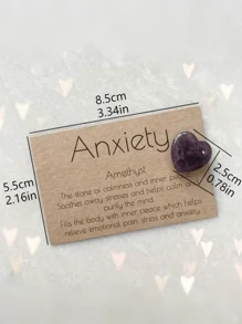 1 pierre de soulagement de l'anxiété en forme de cœur en améthyste - câlin de poche inspirant avec des messages apaisants, parfait pour la famille, les amis et les collègues - parfait pour les anniversaires, les remerciements et les petits cadeils d'entreprise (sans carte)