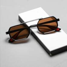 1 Pair Unisex Metal Geometric Frame Fashion Glasses, Personalized Fashion Casual Eyewear Back To School Fashionable Preppy School Look