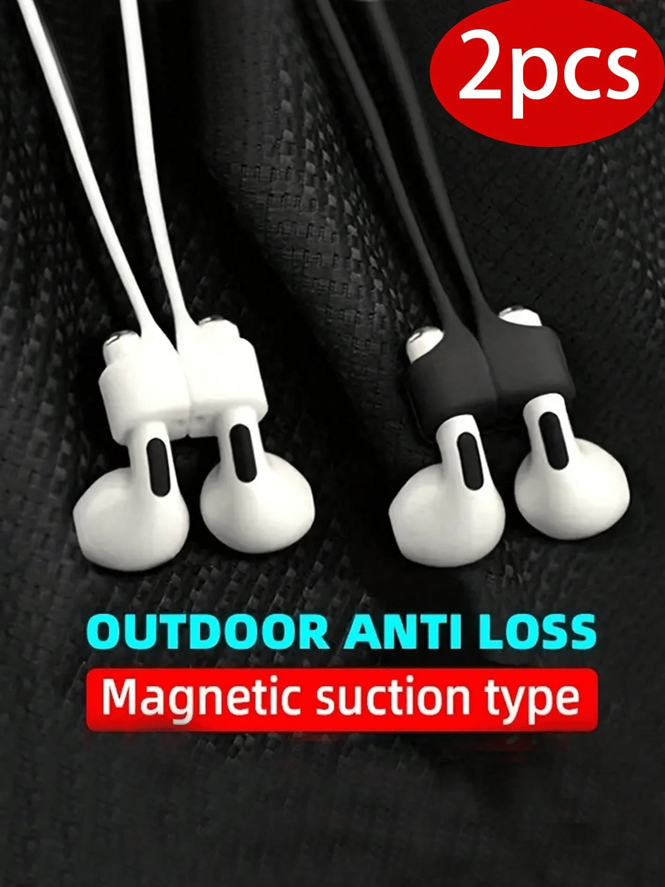 2pcs/Set Outdoor Sports Magnetic Tether Anti-Lost Strap Set, Suitable For Airpods Pro/2/3, Soft Silicone AirPod Accessories Hanging Cord, Universal Wireless Bluetooth Earphone Silicone Anti-Lost Necklace, Suitable For Running, Fitness And Dancing - Multicolor - View 1