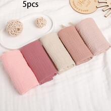 5 件婴儿柔软平纹细布浴巾，舒适透气花卉图案方形围兜，9.05*8.7 英寸 4 层纱布新生儿拍嗝巾，纯棉哺乳巾适用于婴儿面部和身体，男女通用必备物品 - 彩色 - 查看 10