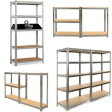 5 Tier Racking Shelf Heavy Duty Garage Shelving Storage Shelves Unit 180x90x40cm Adjustable Metal Organiser - Default - View 8