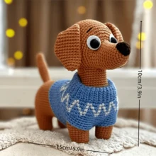 1 套初学者动物钩针编织套件，成人初学者钩针编织套件，含分步文字教程，成人腊肠犬 DIY 工艺品，生日节日礼物，可爱有趣的现代家居装饰摆件 - 彩色 - 查看 5