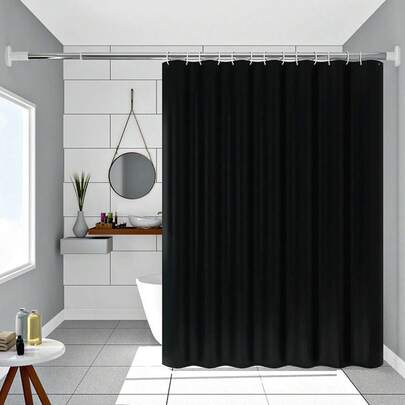 Cortina De Baño fina Impermeable Antihongo180*180cm(Espesor: delgado) + 12 ganchos