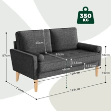 JANZDIYS Divano a 2 posti, Divano in lino da 121 cm con cuscini a molle, Mini stanza con braccioli, Loveseat moderno da salotto, Loveseat fisso a 2 posti