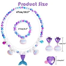 5pcs Princess Dress Up Jewelry Set For Girls, Includes Plastic Necklace, Bracelet, Rings, Earrings, Crown & Scepter, Suitable For Princess Theme Party, Tea Party, Christmas, Birthday Gift, Random Color Accessories