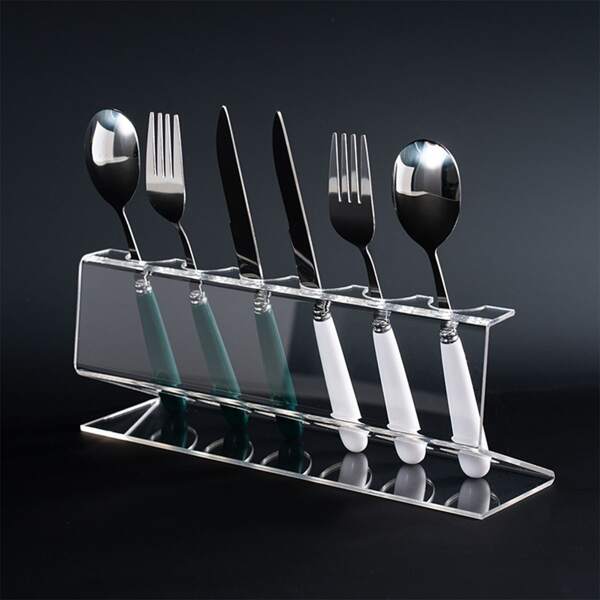 1pc Minimalist High-End Home Storage Cutlery Organizer, Transparent Acrylic Utensil Display Rack Holder Stand For Spoons, Forks